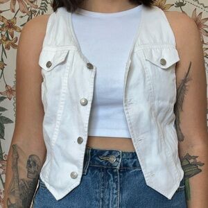 Vintage 90s White Denim Vest